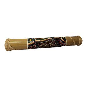 Handmade Indonesian Bamboo Rainstick With Intricate Tribal Art Design 16"